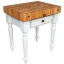 John Boos Maple Cream Finish Alabaster Base Cucina Rustica Table, 30 x 24 x 4 inch.