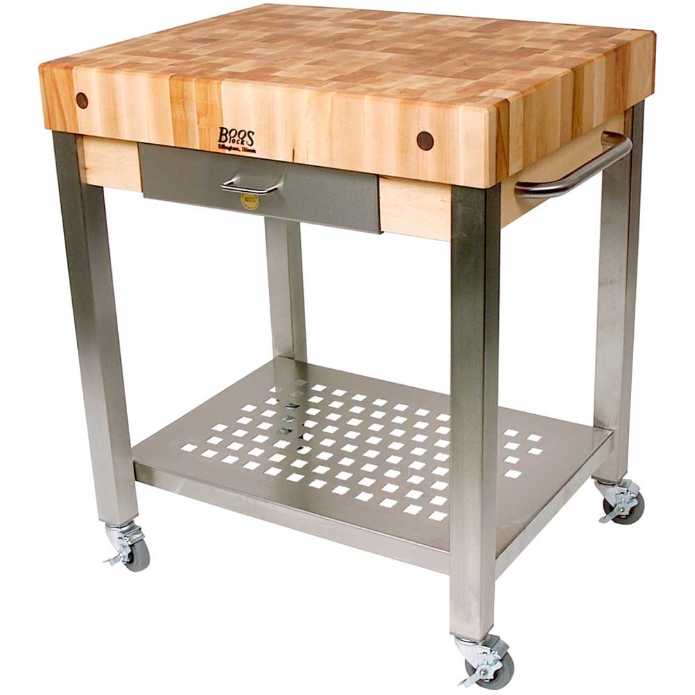 John Boos Maple Block Cream Finish Cucina Technica Cart, 24 x 24 x 4 inch.