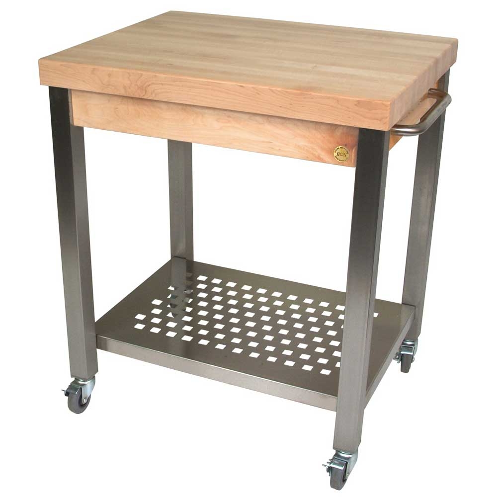 John Boos Maple Block Cream Finish Cucina Technica Cart, 24 x 24 x 2 1/4 inch.