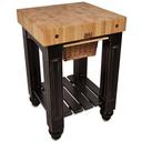 John Boos Maple Cream Finish Black Base Gathering Butcher Block, 25 x 24 x 4 inch.