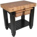 John Boos Maple Cream Finish Black Base Gathering Butcher Block, 36 x 24 x 4 inch.