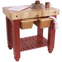 John Boos Maple Cream Finish Barn Red Base Gathering Butcher Block, 36 x 24 x 4 inch.