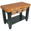 John Boos Maple Cream Finish Black Base Gathering Butcher Block, 48 x 24 x 4 inch.