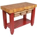 John Boos Maple Cream Finish Barn Red Base Gathering Butcher Block, 48 x 24 x 4 inch.