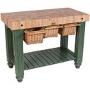 John Boos Maple Cream Finish Basil Green Base Gathering Butcher Block, 48 x 24 x 4 inch.