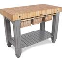 John Boos Maple Cream Finish Slate Gray Base Gathering Butcher Block, 48 x 24 x 4 inch.