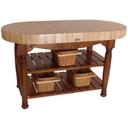 John Boos Maple Cream Finish Warm Cherry Stain Base Harvest Table, 60 x 30 x 4 inch.