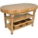 John Boos Maple Cream Finish Natural Base Harvest Table, 60 x 30 x 4 inch.