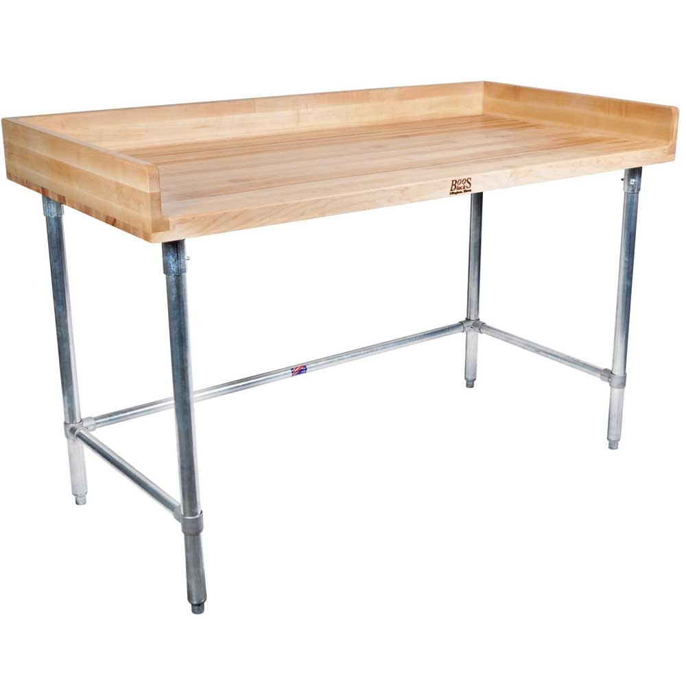John Boos Maple Oil Finish Top Work Table with Stainless Steel Base, 48 x 24 x 1 3/4 inch.