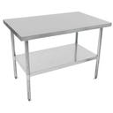 John Boos 18 Gauge Stainless Steel Economy Flat Top Work Table with Galvanized Base and Shelf, 48 x 30 inch.