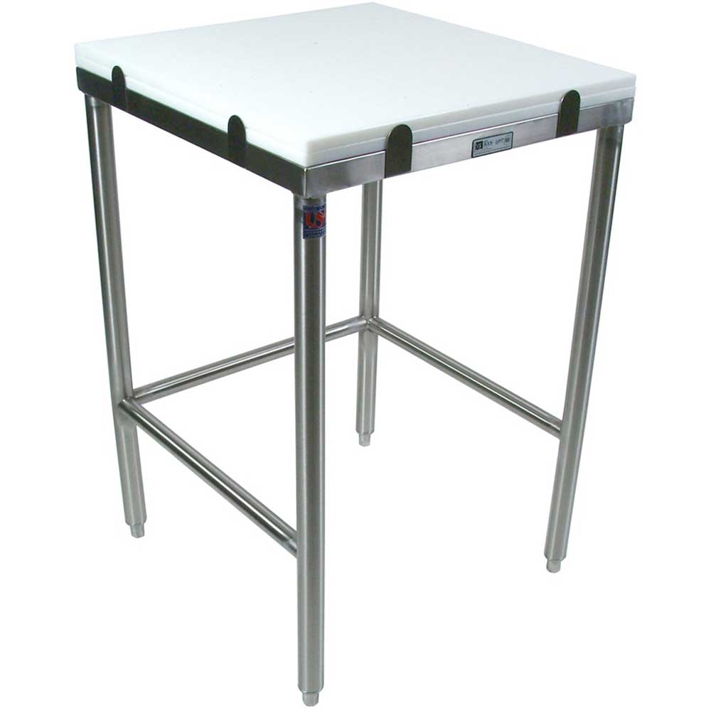 John Boos Polyethylene 1000 Top Stainless Steel Breaking Table, 24 x 24 x 2.75 inch.