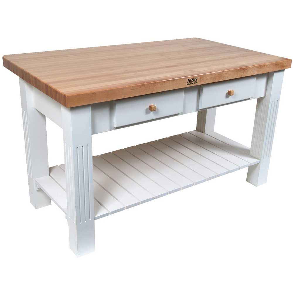 John Boos Grazzi Alabaster Base Hard Maple Edge Grain Top Table, 60 X 28 X 2 1/4 Inch