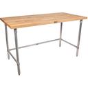 John Boos Oil Finish Maple Top Work Table with Galvanized Base and Bracing, 60 x 30 x 1.5 inch.