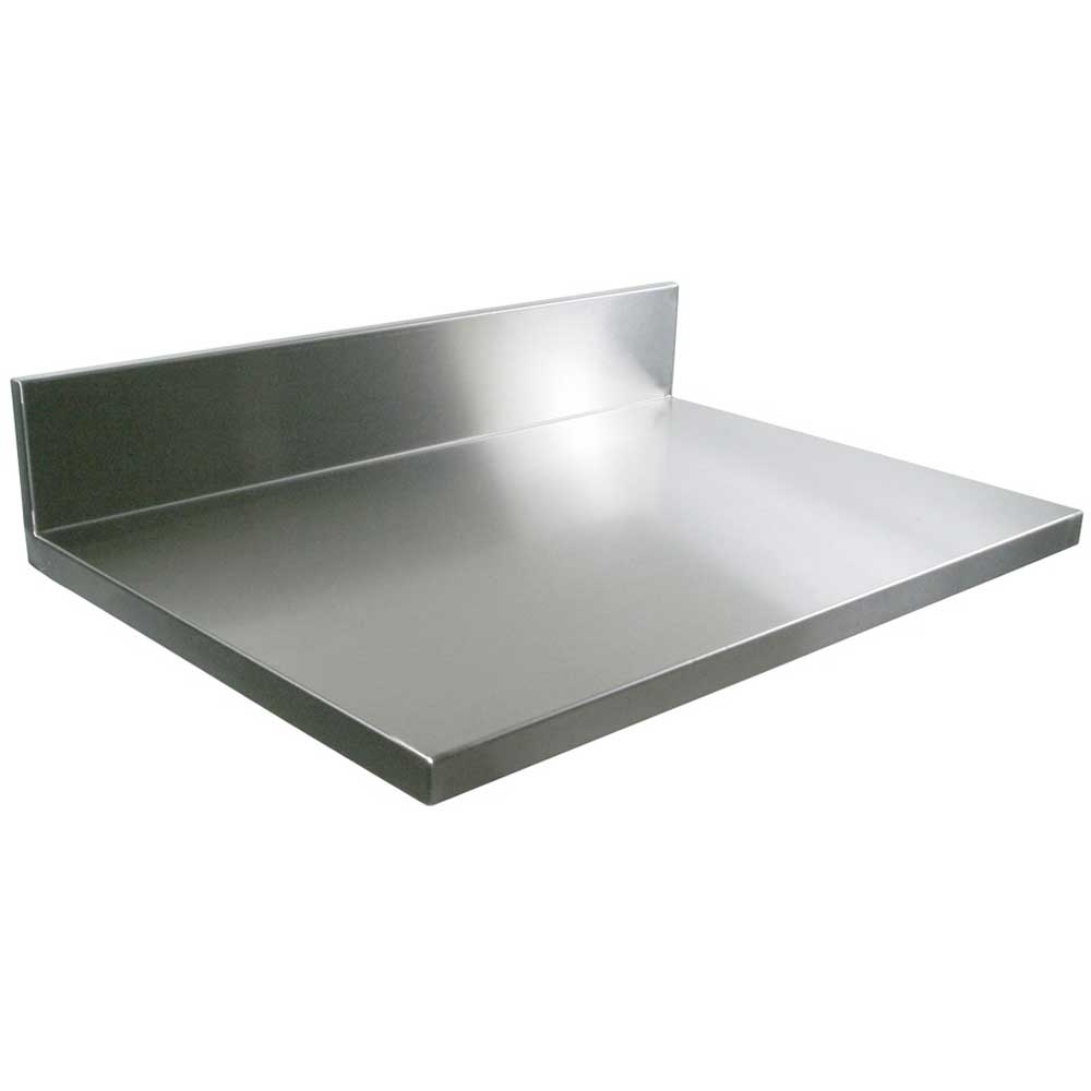 John Boos 16 Gauge Stainless Steel Counter Tops with 6 inch Boxed Backsplash, 120 x 25 inch.