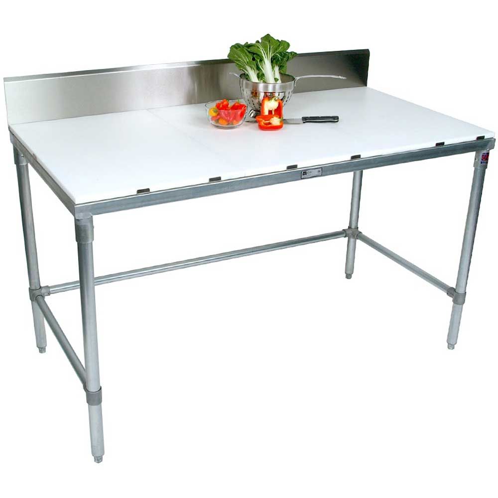 John Boos M-1 Economy Kd Galvanized Base Cutting Table With 6 Inch Removable Backsplash, 108 X 24 X 0.75 Inch