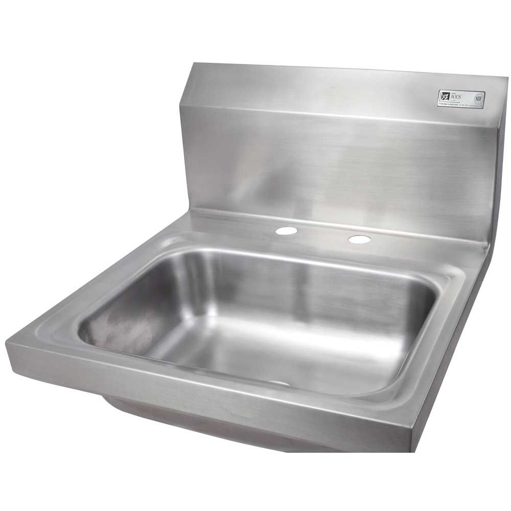 John Boos Stainless Steel Wall Mount Hand Sink With 2 Holes Deckmount Faucet, 14 X 10 X 5 Inch