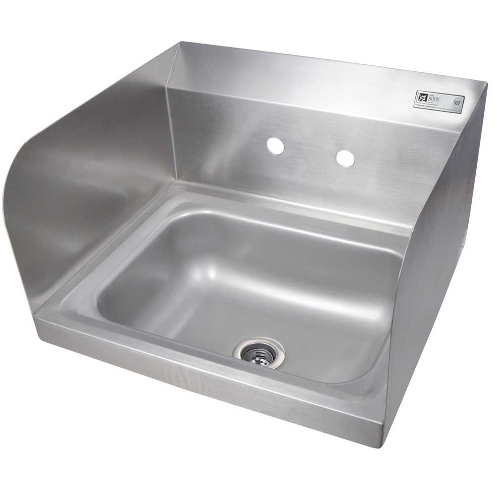 John Boos Stainless Steel Wall Mount Hand Sink With 2 Holes Splashmount Faucet, 14 X 10 X 5 Inch