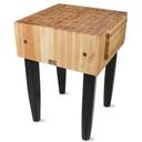 John Boos Cream Finish Maple Butcher Block with Knife Holder and Casters, 18 x18 x 10 inch.