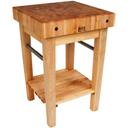 John Boos Cream Finish Maple Pro Prep Block with Stainless Steel Towel Bar and Casters, 24 x 24 x 4 inch.