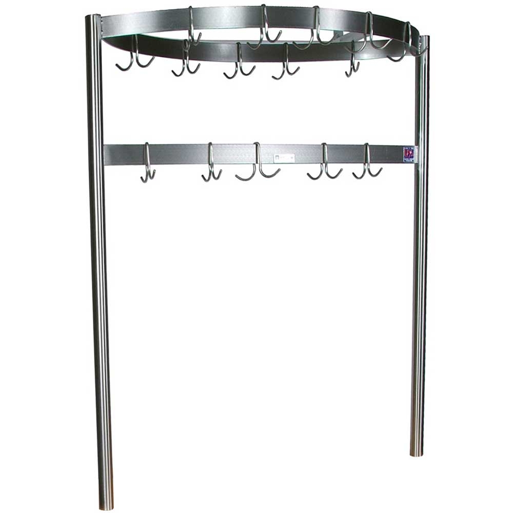 John Boos Table Mount Boat Shaped Stainless Steel Pot Rack, 48 inch.