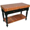 John Boos Cream Finish Cherry Le Rustica Table with Slatted Shelf, 48 x 24 x 4 inch.