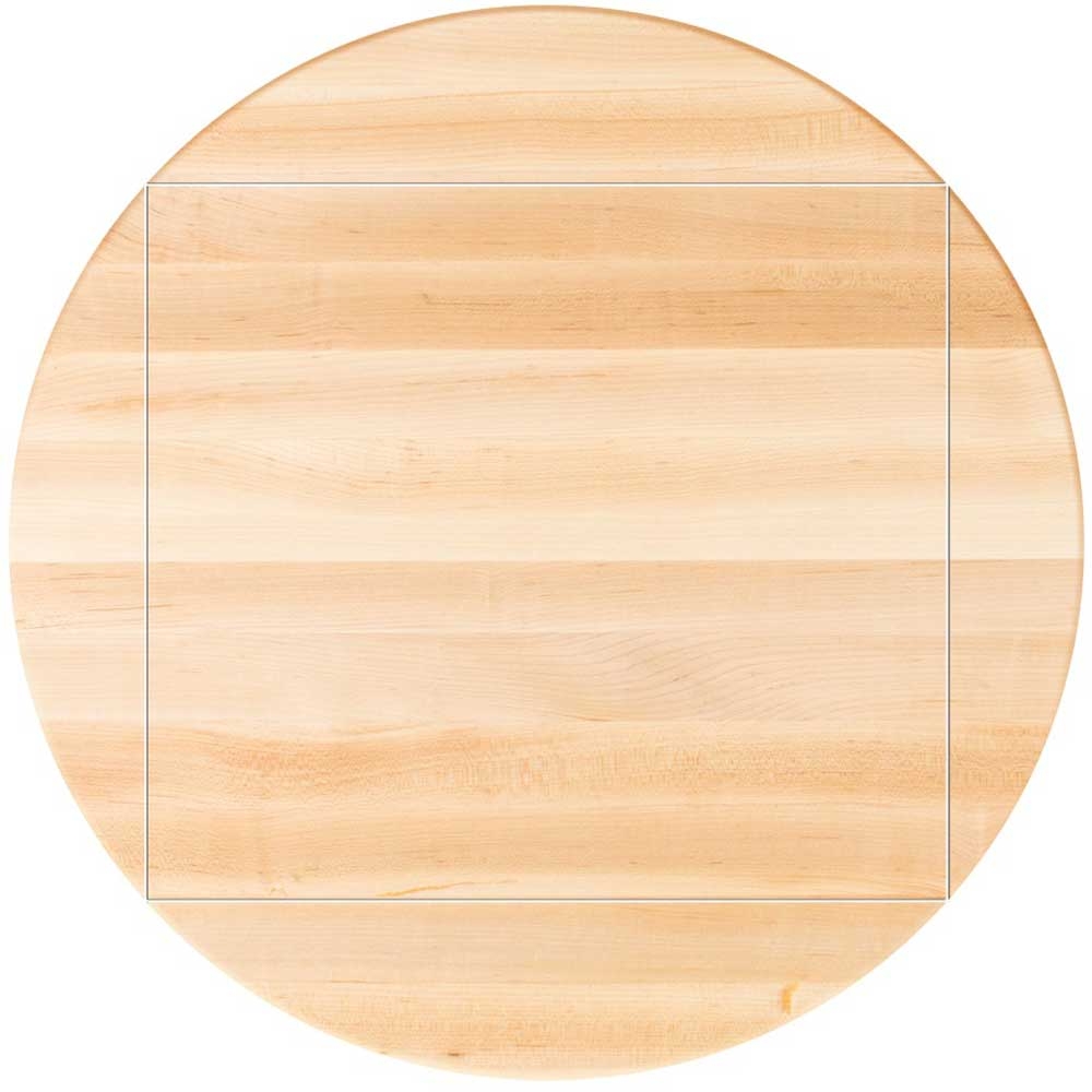 John Boos Tuff Var Finish Four Corner Drop Leaf Soft Maple Butcher Block Top, 52 inch Dia.