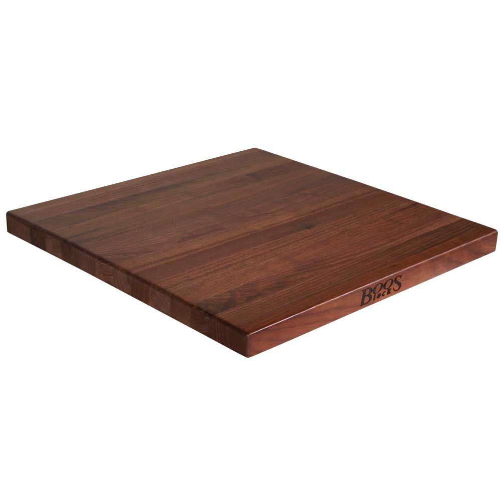 John Boos Tuff Var Finish Square Walnut Butcher Block Top, 24 x 24 x 1 1/2 inch.