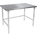 John Boos 14 Gauge Stainless Steel Flat Top Work Table with Galvanized Base and Adjustable Bracing, 108 x 24 inch.