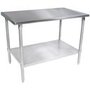 John Boos 14 Gauge Stainless Steel Flat Top Work Table with Galvanized Base and Adjustable Shelf, 36 x 24 inch.