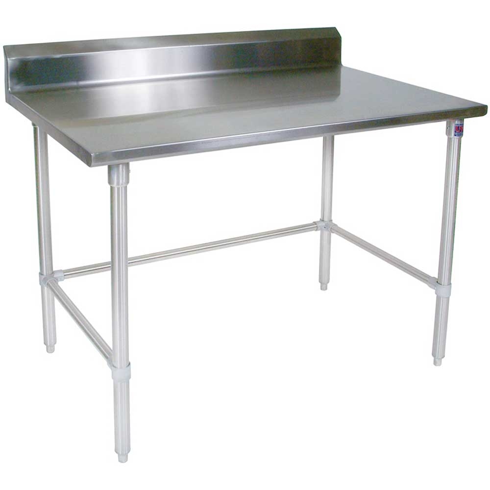 John Boos 14 Gauge Stainless Steel Work Table with Galvanized Base and Adjustable Bracing, 108 x 24 inch.