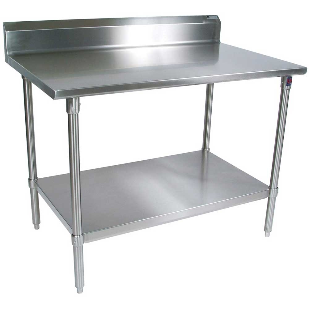 John Boos 14 Gauge Stainless Steel Base Work Table with Adjustable Shelf, 108 x 24 inch.