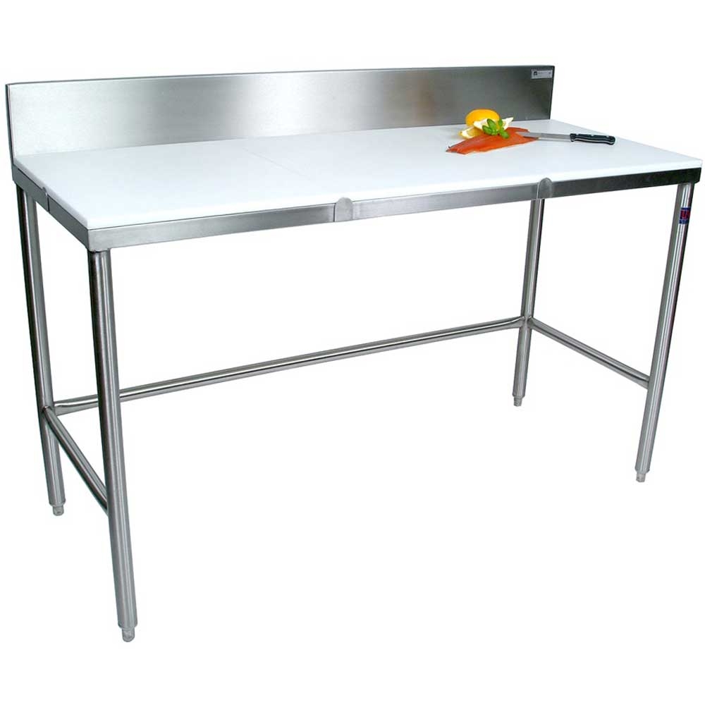 John Boos Poly 1000 Top Stainless Steel Trimming Table with 6 inch High Removable Rear Riser, 36 x 24 x 3/4 inch.