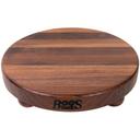 John Boos Round Non Reversible Walnut Edge Grain Bun Feet Board, 12 x 12 x 1 1/2 inch.