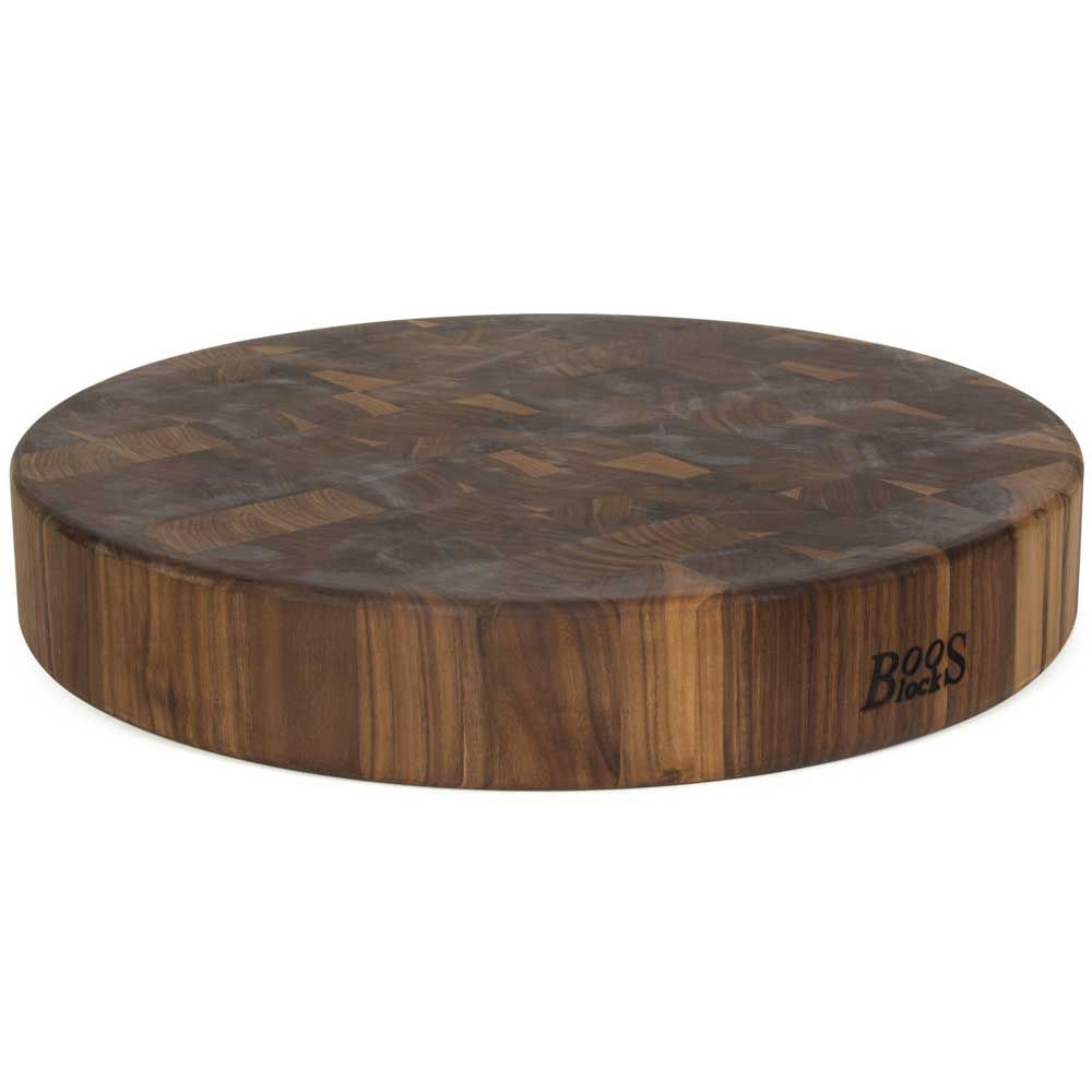 John Boos Round Non Reversible Walnut Chinese Chopping Block, 18 X 18 X 3 Inch