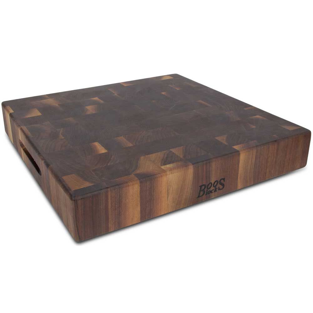 John Boos Square Walnut End Grain Reversible Chinese Chopping Block, 18 X 18 X 3 Inch