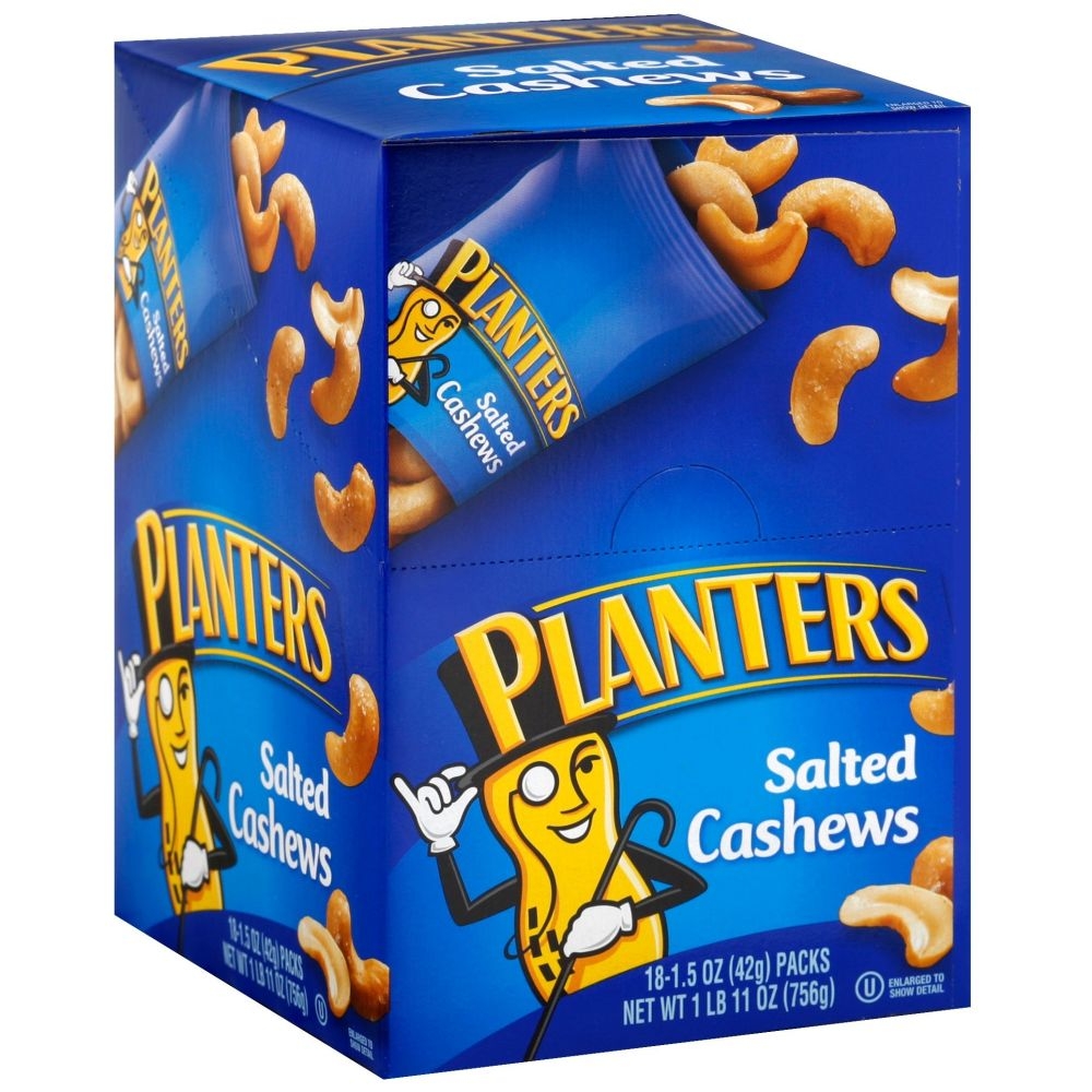 Planters Salted Cashew Tube.99 Each, 1.5 Ounce 18 Count -- 6 Case