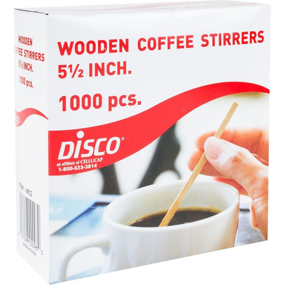 Disco Wooden Flat Edge Coffee Stirrer, 5.5 Inch, 1000 Count -- 10 Per Case
