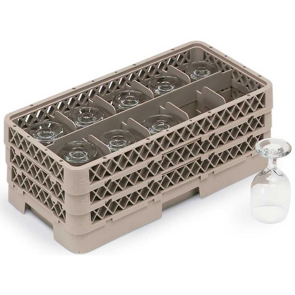 Traex Half Size 10 Compartment Beige Glass Rack With 3 Extenders -- 2 Per Case