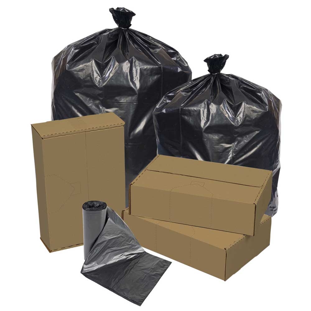 Eco Strong Can Liner Black Extra Extra Heavy Perforated 33x39 -- 150 per case.