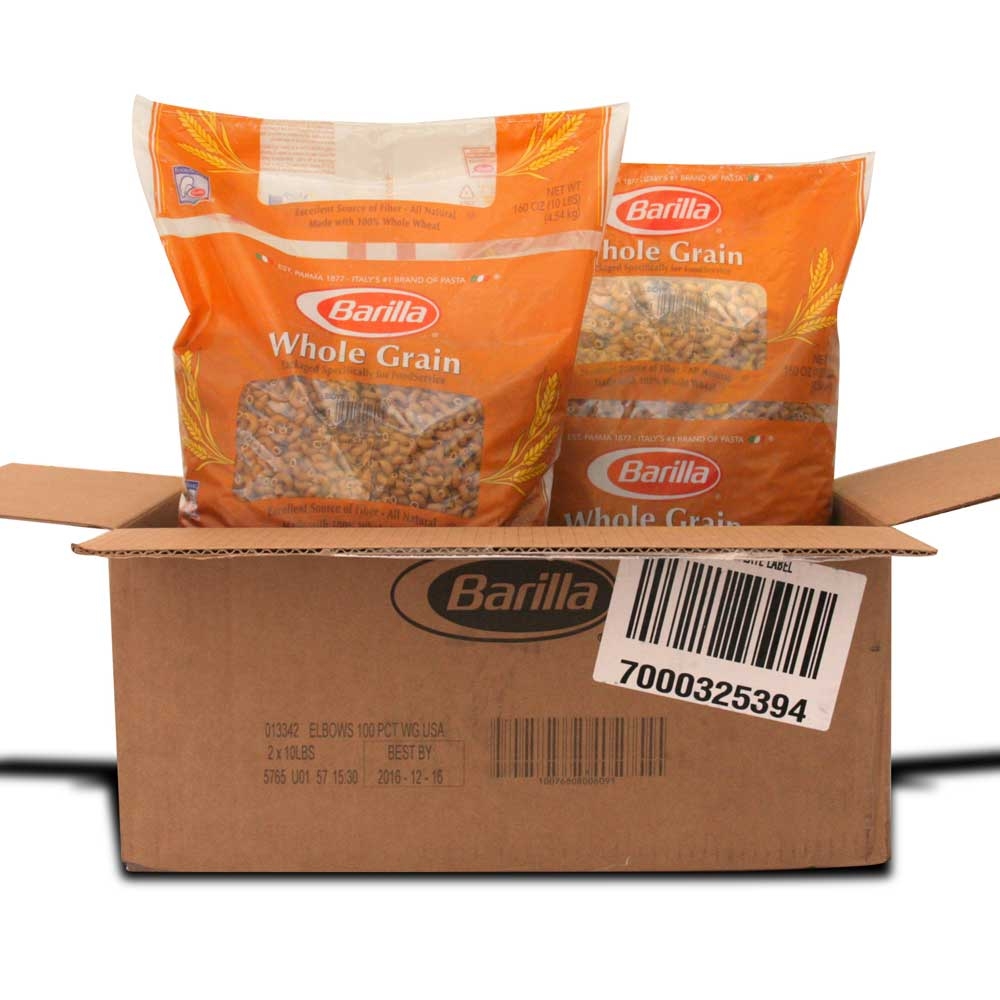 Barilla Elbows 100 Percent Whole Grain Pasta, 160 Ounce -- 2 per case.