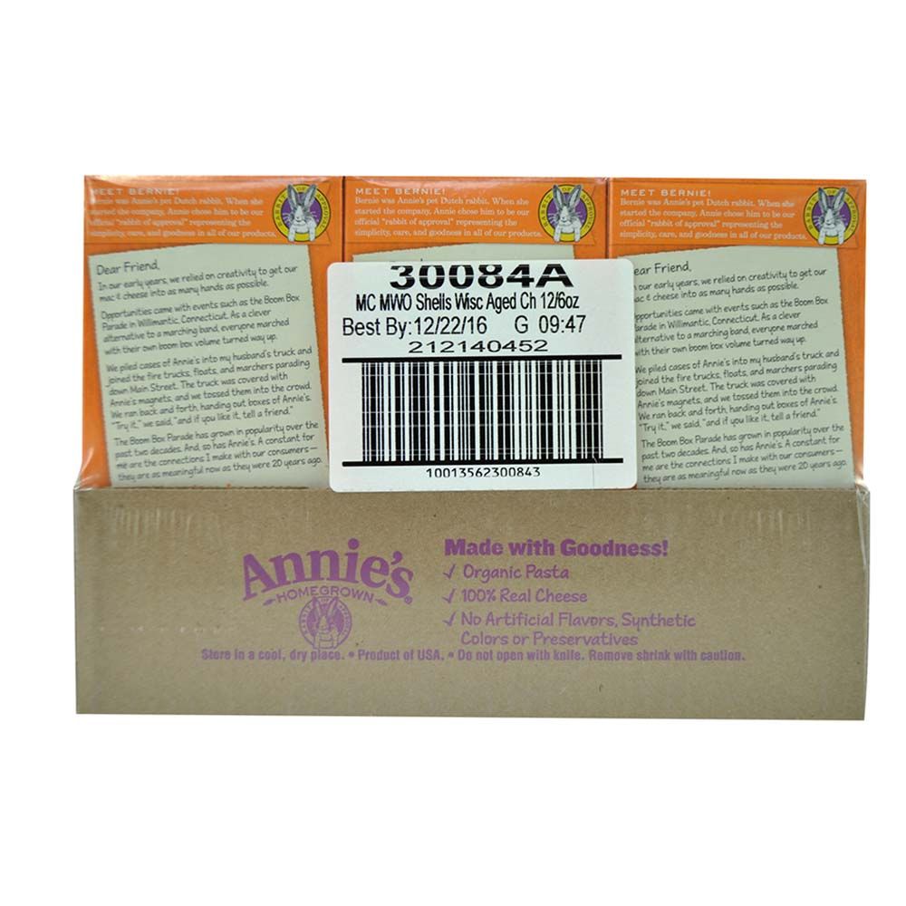 Annie's Shells And Real Aged Cheddar Mac And Cheese, 6 Ounce -- 12 Per Case