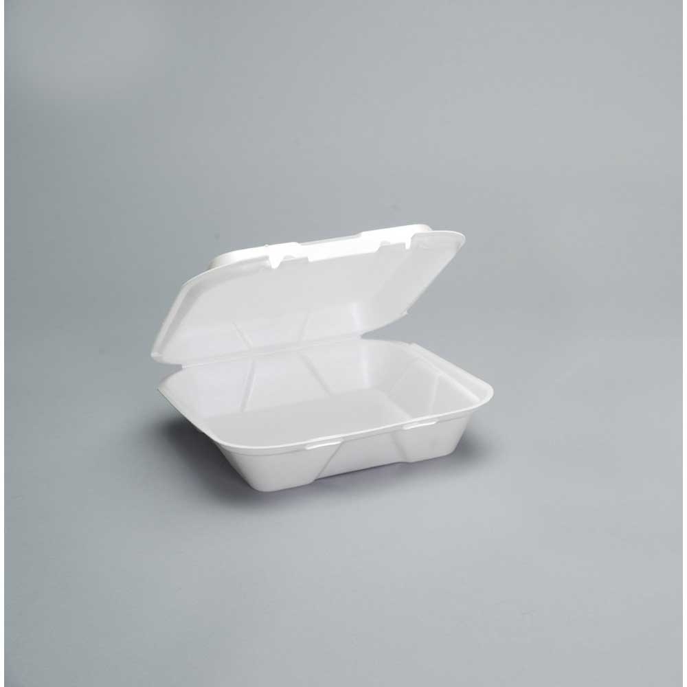 Genpak Black Vented Hinged Foam Container, 9.25 x 9.25 inch -- 200 per case.