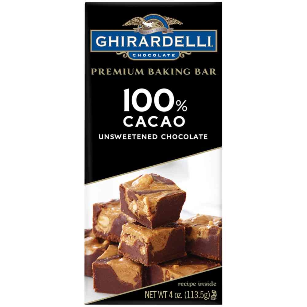 Ghirardelli 100 Percent Chocolate Baking Bar, 4 Ounce -- 12 per case.