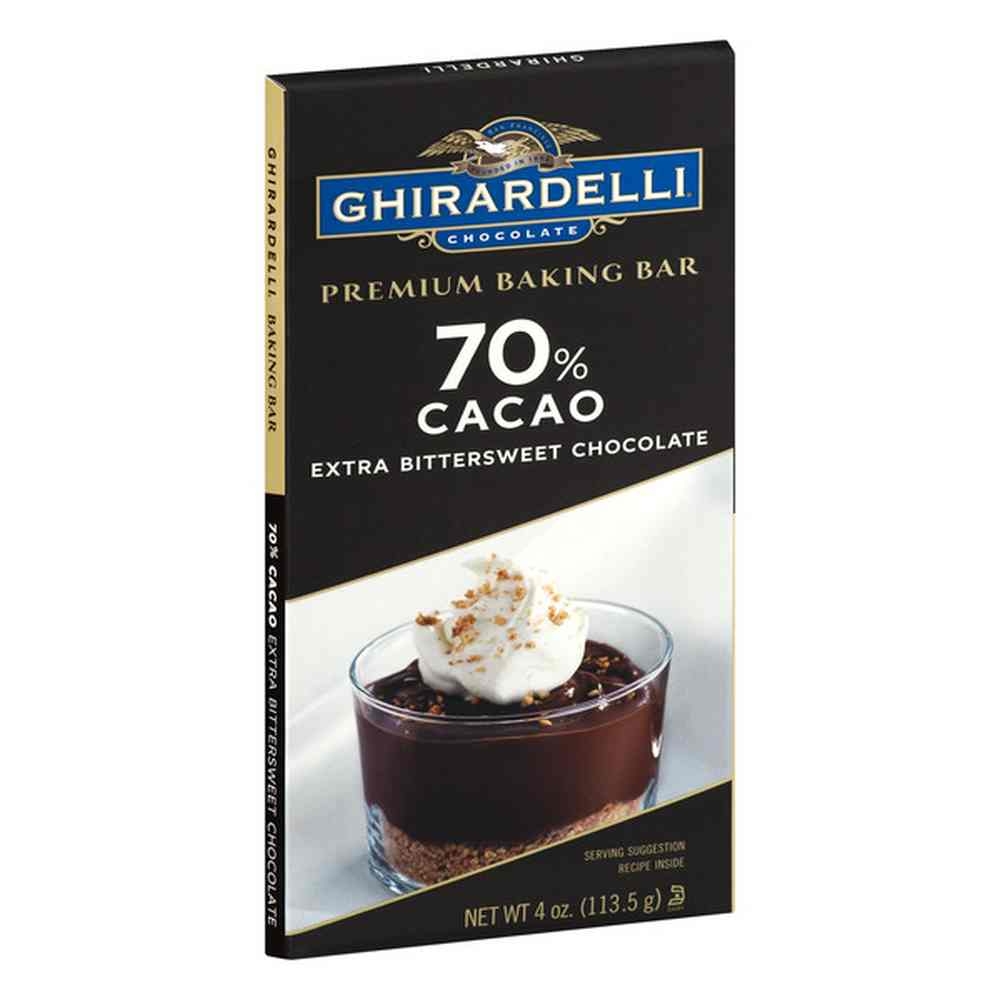 Ghirardelli 70 Percent Cacao Chocolate Baking Bar, 4 Ounce -- 12 per case.
