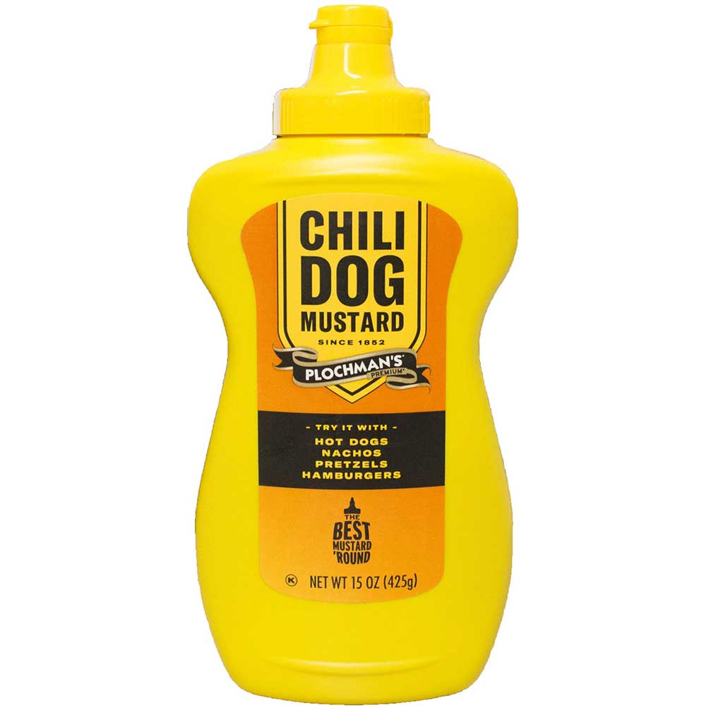 Plochmans Chili Dog Mustard, 15 Ounce -- 12 per case.