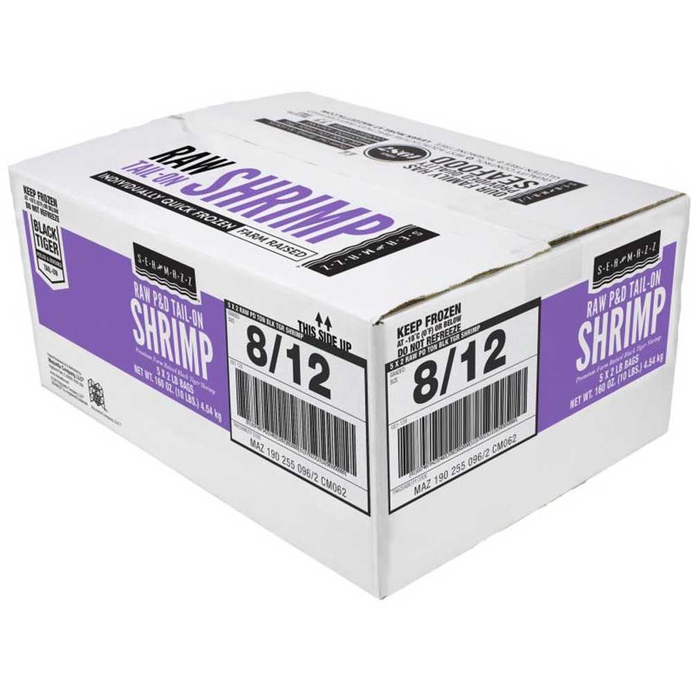 Seamazz 8-12 Raw Tail On Tiger Shrimp, 2 Pound -- 5 Per Case