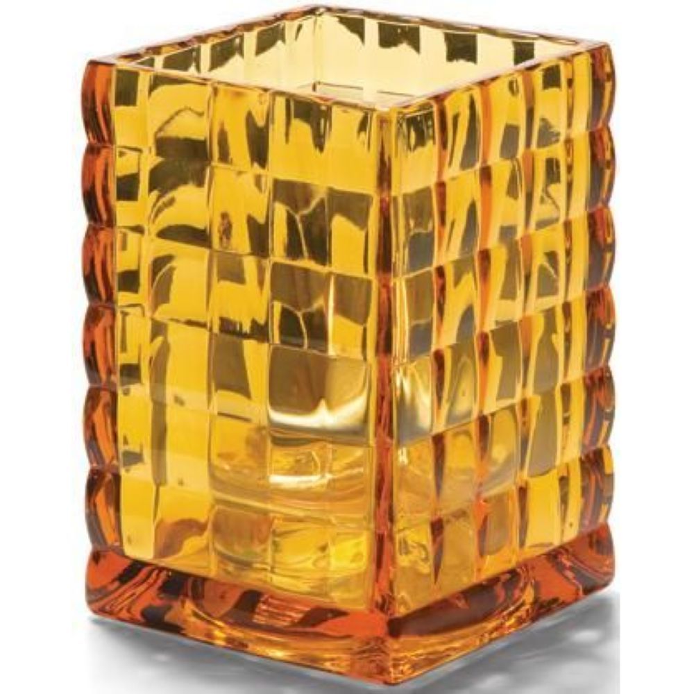 Hollowick Optic Block Amber Glass Lamp, 3 3/4 X 2 5/8 X 2 5/8 Inch