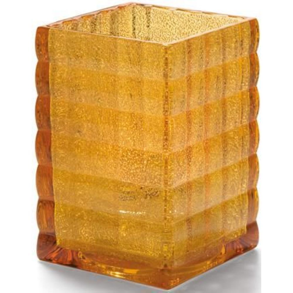 Hollowick Optic Block Amber Jewel Glass Lamp, 3 3/4 X 2 5/8 X 2 5/8 Inch