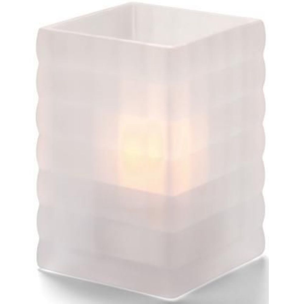 Hollowick Optic Block Satin Crystal Glass Lamp, 3 3/4 X 2 5/8 X 2 5/8 Inch