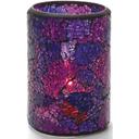 Hollowick Crackle Blue and Purple Glass Cylinder Lamp, 4 1/2 x 3 1/8 x 3 1/8 inch.